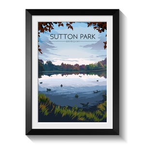 Sutton Park Birmingham Travel Poster, Sutton Coldfield Print, Birmingham Wall Art, West Midlands, National Nature Reserve, Local Park Art