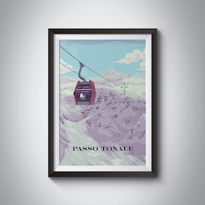 Passo Tonale Ski Resort Poster, Italy, Rhaetian Alps, Tonale Pass, Adamello Ski Raid, Vintage Ski Print, Snowboarding, Italy Travel Poster