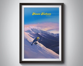 Mount Hotham Ski Resort Poster, Victoria, Australia, Victorian Alps, Great Dividing Range, Snowboarding, Hotham Heights, Mount Buller