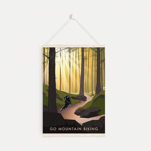 Go Mountain Biking Print, Vintage Travel Poster, Hobbies, Cycling, Outdoor Pursuits, Extreme Sports, Bicycle Wall Art, Biking Gift, Nature image 6