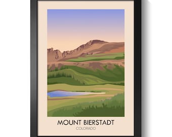Mount Bierstadt Colorado Poster, Fourteeners Wall Art Print, 14er Hiking Decor, Front Range Summit Artwork, Peak Bagging Travel Print