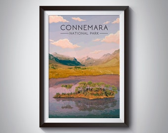 Connemara National Park Poster, Ireland Travel Print, County Galway, Irish Wall Art, Vintage Railway, Wild Atlantic Way, West Ireland, Kerry