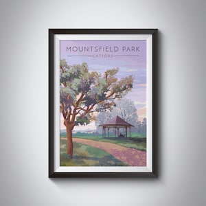Mountsfield Park Poster, South East London Catford, Lewisham, Hither Green, Gift, Vintage Travel Print, Bandstand, Wall Art, Framed, SE6