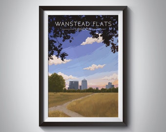 Wanstead Flats Poster, London Parks, Travel Print, Epping Forest, Leytonstone, The Flats, Wanstead Park, Waltham Forest, Newham, Wall Art