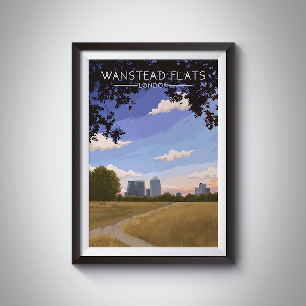 Wanstead Flats Poster, London Parks, Travel Print, Epping Forest, Leytonstone, The Flats, Wanstead Park, Waltham Forest, Newham, Wall Art