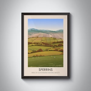 Sperrins AONB Travel Poster, Northern Ireland, Sperrin Mountains, National Park Print, Mourne, County Tyrone, Londonderry, Irish Wall Art