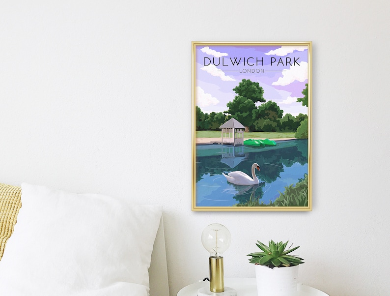 Boating Lake Dulwich Park London Poster Southwark Parkrun Travel Print Dulwich Village South East London Wall Art Decor Pond