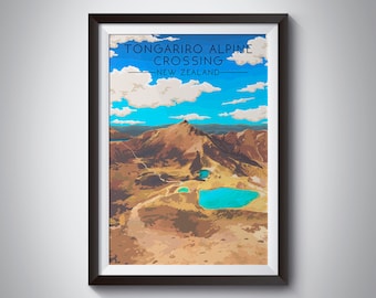 Tongariro Alpine Crossing Poster, New Zealand Travel Print, North Island, National Park, Volcanic Park, Travel Print, Mount Tongariro