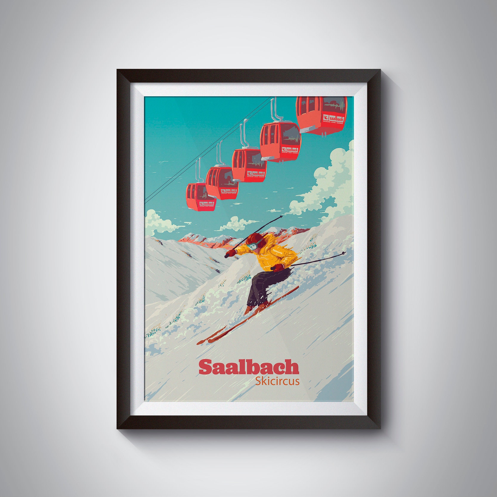 Saalbach Ski Resort Poster Vintage Skiing Print Skicircus Etsy