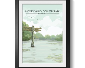 Moors Valley Country Park Poster, Ringwood Wall Art Print, Dorset Countryside Decor, UK Outdoor Travel Artwork, Hampshire Forest Poster