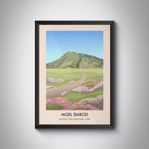 Moel Siabod Poster, Snowdonia National Park Travel Print, Plas Y Brenin UK Mountain Centre, Wall Art Gift, Wales, Daear Ddu Ridge, Hiking