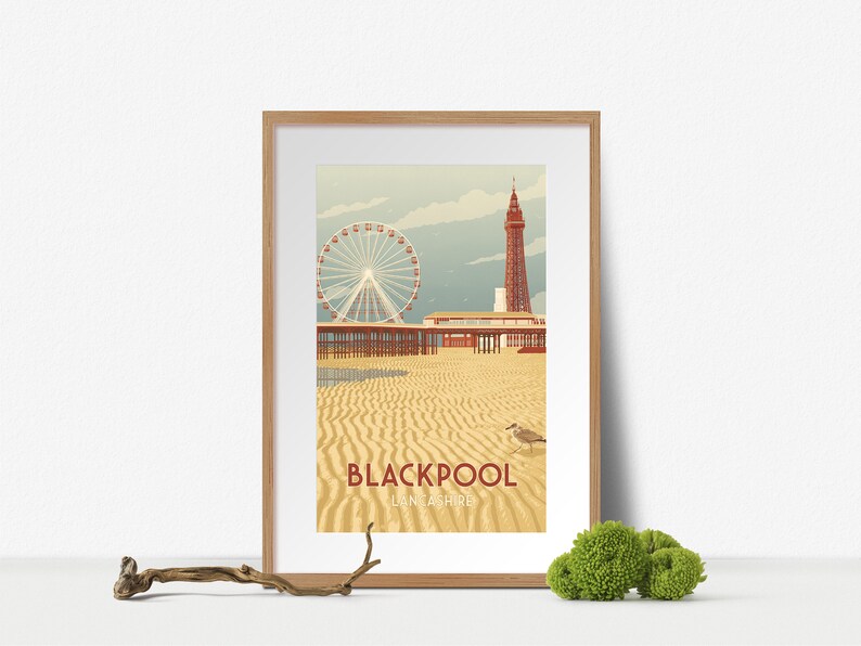 Blackpool Travel Poster Blackpool Tower Print Seaside Wall Etsy UK