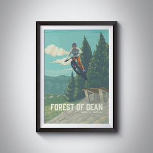 Forest of Dean Mountain Biking Poster, Mountain Bike Trail, MTB Poster, Vintage Travel Print, Cycling, Gloucestershire, fodmtb, Dean Trail