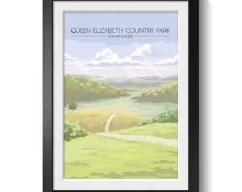 Queen Elizabeth Country Park Poster, Hampshire Wall Art Print, South Downs Nature Decor, UK Countryside Travel Artwork