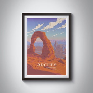 Arches National Park Poster, Utah, USA Travel Print, Delicate Arch, Vintage Travel Poster, Framed Print, Moab, Colorado, Retro Gift, Art