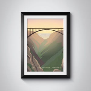 Don&#39;t Go Bungee Jumping Poster, Adventure Sports Wall Art, Extreme Outdoor Activity Print, Framed, Motivational Travel Poster, Home Decor