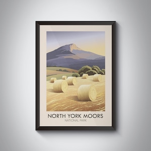 North York Moors National Park Poster, Roseberry Topping Print, Vintage Travel Poster, Yorkshire Artwork, UK, England, North Yorkshire Print