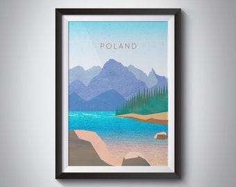 Poland Minimal Travel Poster, Tatra Mountains, Polish Mountains, Wall Art Print, Carpathians, Visit Poland, Krakow, Warsaw, Framed Gift