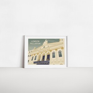 Póster del London Palladium, Impresión de viaje a Londres, Teatro del West End, Impresión Art Déco, Soho, Arquitectura, Musicales, Regalo de Londres, Decoración de pared imagen 6