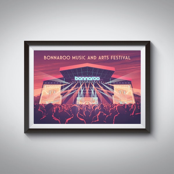 Bonnaroo Music and Arts Festival Poster, Manchester Tennessee, Travel Print, Great Stage Park, Lollapalooza, Austin City Limits, Wall Art