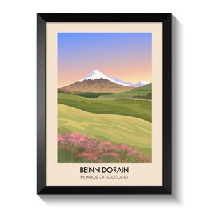 Beinn Dorain Poster, Munros of Scotland Reise, Schottisches Hochland, Munro Bagging, Breadalbane, Brücke von Orchy, Wandern, Wandkunst Geschenk