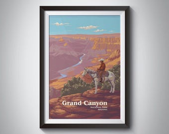 Grand Canyon National Park Poster, Arizona, USA Travel Print, UNESCO, Las Vegas, Colorado River, Retro Travel Print, American Road Trip Gift