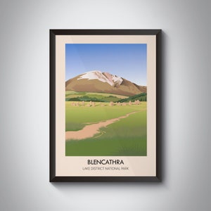Blencathra Poster, Saddleback, Lake District National Park Cumbria, Scales Tarn, Vintage Travel Print, Fell Walking, Retro Wall Art, Gift
