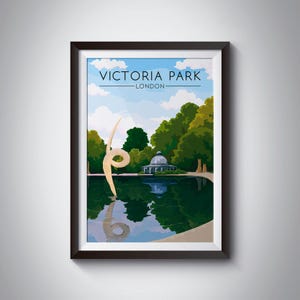 Póster de Victoria Park, East London, Regents Canal, Hackney, Dalston, Tower Hamlets, Haggerston, Mile End, obra de arte londinense, impresión original, arte