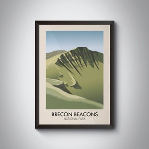 Brecon Beacons National Park Poster, Pen Y Fan Print, Wales Wall Art, Vintage Travel Poster, Corn Du, Central Beacons, Cribyn, Fan y Big