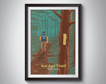 Ice Age Spuren Wisconsin Poster, USA Reise, Fernwandern, Thru Hike, Appalachian, Pazifischer Kamm, John Muir, Backpacking, Wanderer