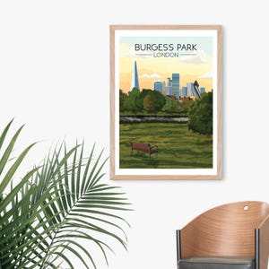 Burgess Park London Poster, Travel Print, Southwark, South East London, Skyline Art, Parkrun, Camberwell, Peckham, Bermondsey, Walworth image 5