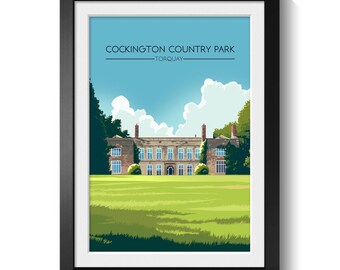 Cockington Country Park Poster, Torquay Devon Wall Art Print, Historic Countryside, South West England Travel Decor, UK Heritage Artwork
