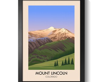 Mount Lincoln Colorado Poster, Fourteeners Wall Art Print, 14er Hiking Decor, Decalibron Loop Summit, Mosquito Range Peak Bagging Artwork