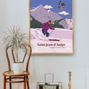 Saint-Jean-d'Aulps Ski Resort Poster, France, Portes du Soleil, Haute-Savoie, Snowboard, Avoriaz, Morzine, Vintage Travel Print, French Alps image 4