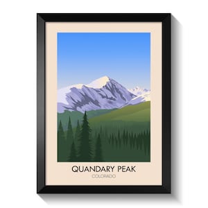 Quandary Peak Colorado Poster – Fourteeners Wall Art Print, 14er Hiking Decor, Tenmile Range Summit, Peak Bagging Travel Artwork