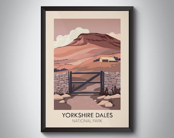 Yorkshire Dales National Park Poster, Pen Y Ghent Print, Yorkshire England Print, Vintage Travel Poster, Wall Art, British Railway Poster