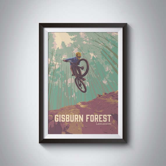 Gisburn Forest Mountain Biking Poster Forest of Bowland Print MTB Trails Lancashire Cycling Wall Art Mountain Bike Gift Hully Gully Etsy UK