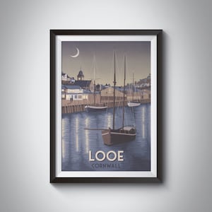 Looe Cornwall Poster, Cornwall Travel Print, Cornish Wall Art Print, Polperro, Cornwall Geschenk, Vintage, Strand, Meer, Eisenbahn Print, GWR