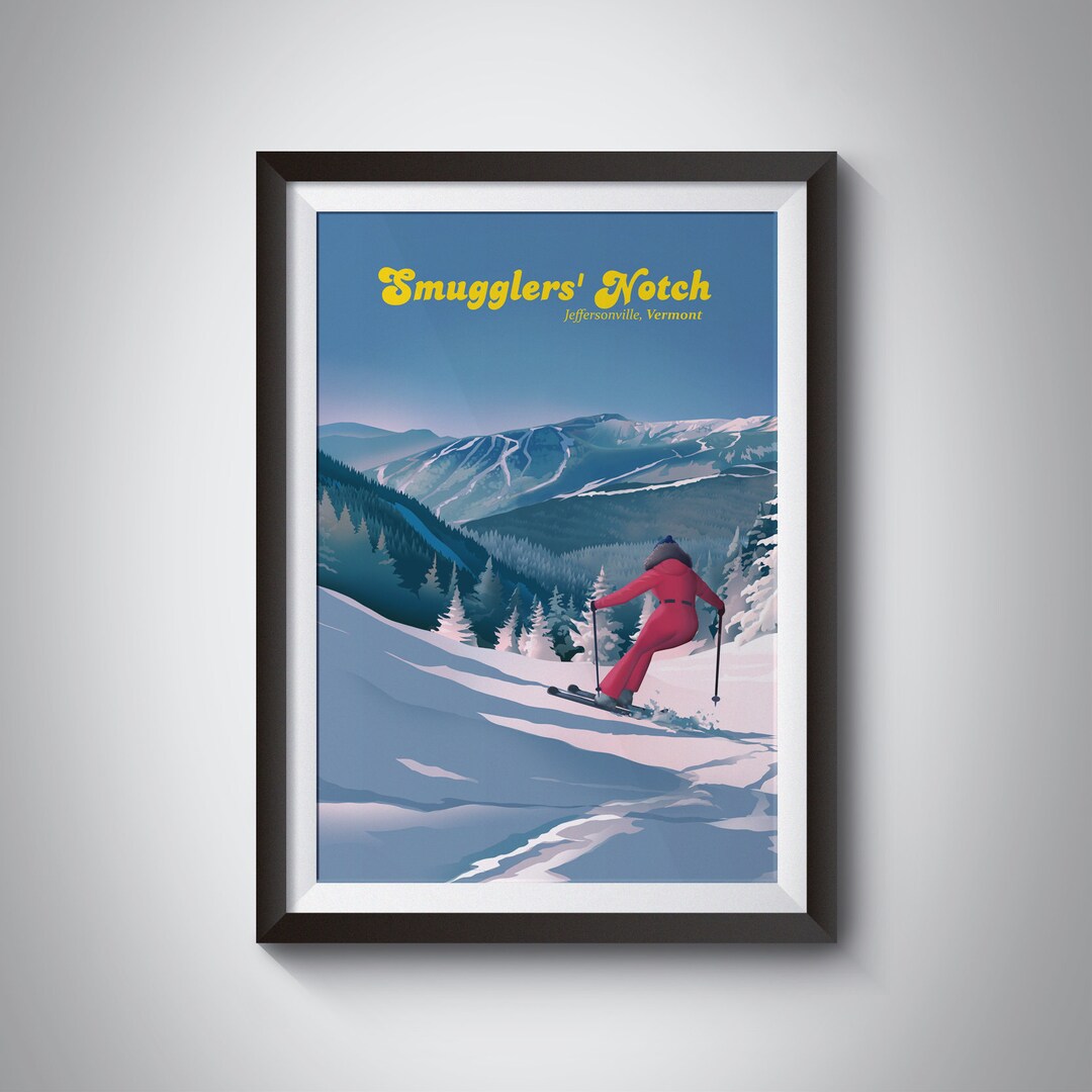 Smugglers Notch Ski Resort Poster Jeffersonville Vermont Etsy