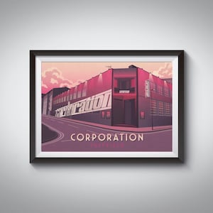 Corporation Sheffield Poster, Corp, Nightclub, Music Venue Poster, Live Music, Clubbing, South Yorkshire, Travel Print, Leadmill, City Hall