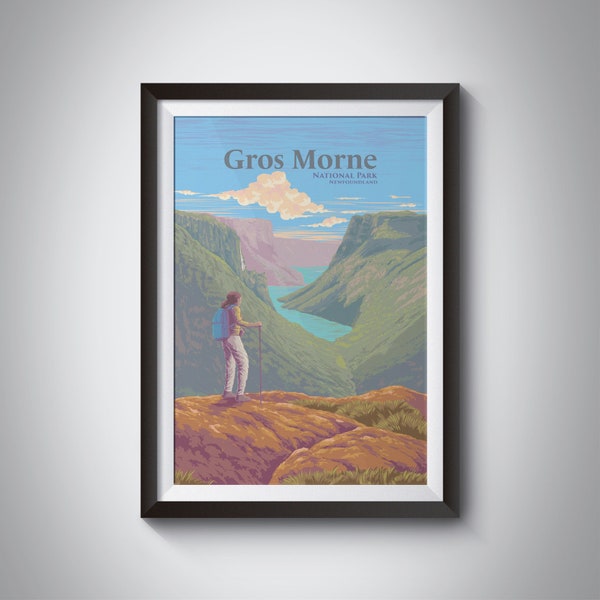 Gros Morne National Park Poster, Canada Travel Print, Canadian Wall Art, Rocky Harbour Newfoundland, Moose, Western Brook Pond Fjord, Gift