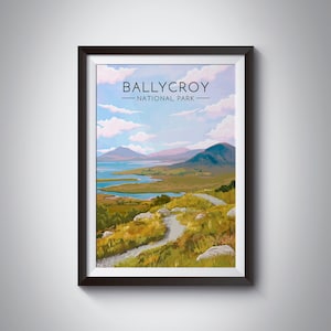 Ballycroy National Park Poster, Ireland Travel Print, Irish Artwork, Nature, Wild Nephin Mountains, County Mayo, Westport, Vintage, Retro