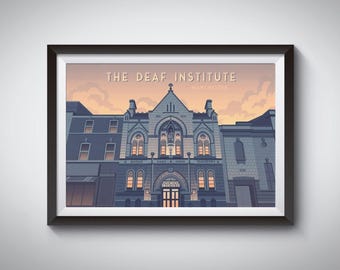 The Deaf Institute Poster, Manchester Travel Print, Music Venue Poster, Manchester Architecture, Northern England, Indie Music, Wall Art