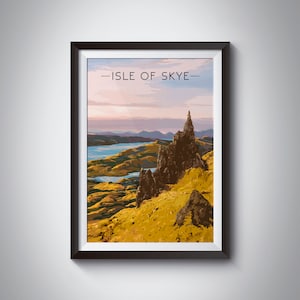 Isle of Skye Poster, Old Man of Storr, Scotland, Sound of Raasay, National Park, Travel Print, Scottish, Inner Hebrides, Portree, Wall Art