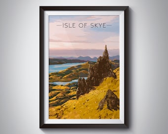 Isle of Skye Poster, Old Man of Storr, Scotland, Sound of Raasay, National Park, Travel Print, Scottish, Inner Hebrides, Portree, Wall Art