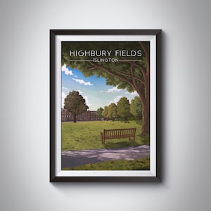 Highbury Fields Poster, London Park Print, Islington Wall Art Gift, London Travel Poster, Highbury and Islington, North London, Parkrun, UK