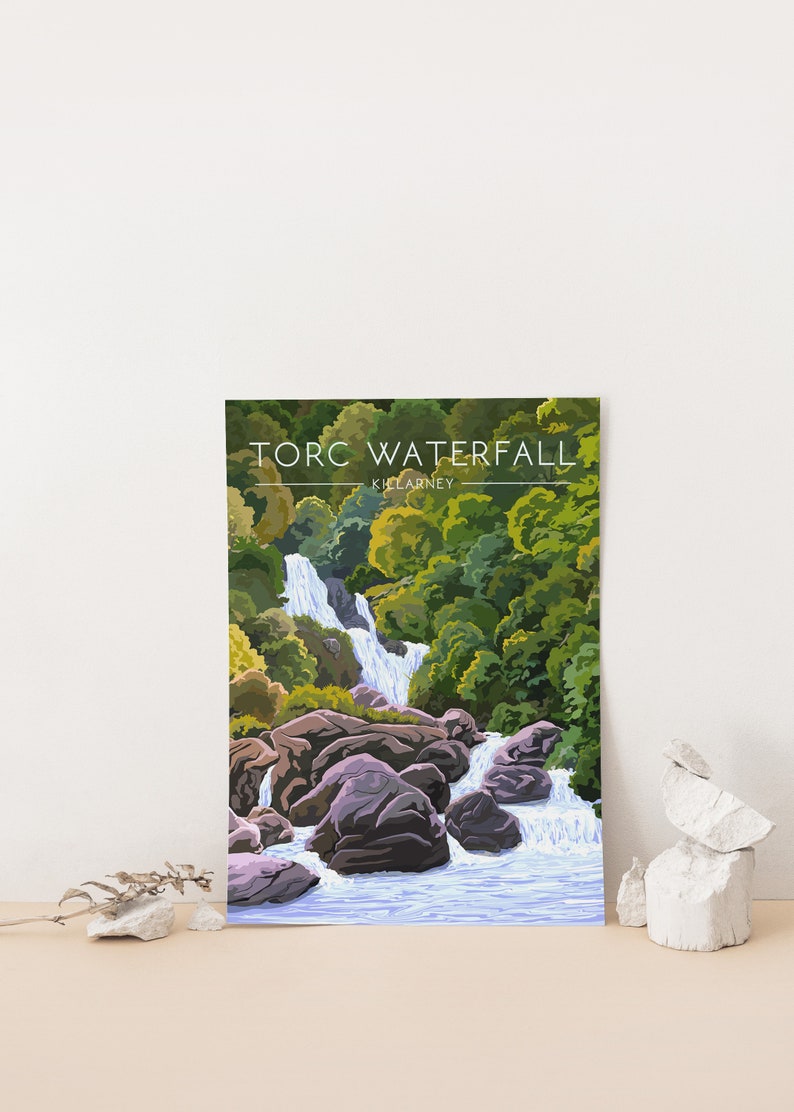 Torc Waterfall Ireland Poster, Irish Travel Print, Killarney National Park, Ring of Kerry, Muckross House, Torc Mountain, Kerry Way, Gift image 2