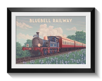 Bluebell Railway Poster, Sheffield Park Station Wall Art Print, West Sussex Steam Train, British Heritage Railway Decor, UK Travel Print
