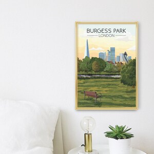 Burgess Park London Poster, Travel Print, Southwark, South East London, Skyline Art, Parkrun, Camberwell, Peckham, Bermondsey, Walworth image 3