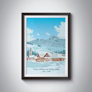 Notre Dame de Bellecombe Poster, 1100 2070, Wintersportort Frankreich, Französische Alpen, Geschenk Ski, Frankreich, Espace Diamant, Val d'Arly, Snowboarding